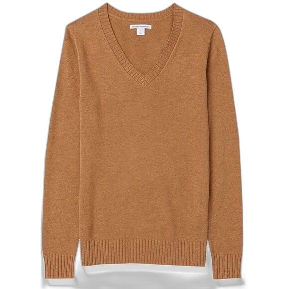 Amazon Women's Long-Sleeve V-Neck Sweater Mustard (60) - Picture 1 of 4